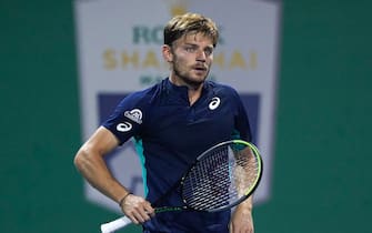 SHANGHAI, CHINA - OCTOBER 08:  David Goffin of Belgium reacts against Richard Gasquet of France during on day 4 of 2019 Rolex Shanghai Masters at Qi Zhong Tennis Centre on October 8, 2019 in Shanghai, China.  (Photo by Zhe Ji/Getty Images)