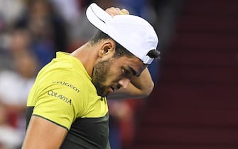 SHANGHAI, CHINA - OCTOBER 12:  Matteo Berrettini of Italy reacts against  Alexander Zverev of Germany in the Men's Singles Semifinal of 2019 Rolex Shanghai Masters at Qi Zhong Tennis Centre on October 12, 2019 in Shanghai, China.  (Photo by Zhe Ji/Getty Images)