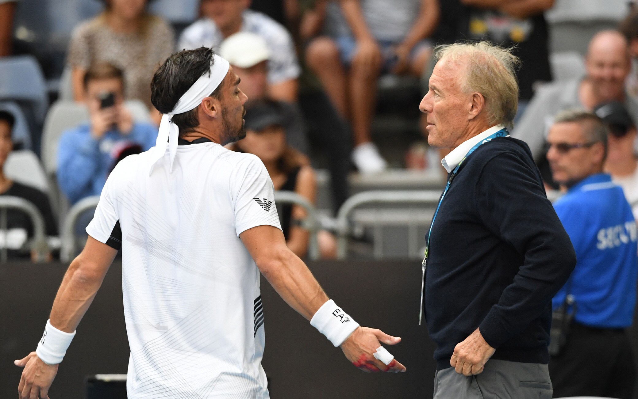 Fognini protesta durante il match con Sandgren fognini