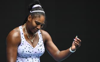 Serena Williams of the US reacts after a point against China's Wang Qiang during their women's singles match on day five of the Australian Open tennis tournament in Melbourne on January 24, 2020. (Photo by William WEST / AFP) / IMAGE RESTRICTED TO EDITORIAL USE - STRICTLY NO COMMERCIAL USE (Photo by WILLIAM WEST/AFP via Getty Images)