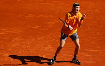 MONTE-CARLO, MONACO - APRIL 15: Andrey Rublev of Russia shows his frustration against Fabio Fognini of Italy in their first round match during day two of the Rolex Monte-Carlo Masters at Monte-Carlo Country Club on April 15, 2019 in Monte-Carlo, Monaco. (Photo by Clive Brunskill/Getty Images)