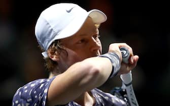 1206251976 ROTTERDAM, NETHERLANDS - FEBRUARY 14: Jannik Sinner of Italy reacts to a missed point against Pablo Carreno Busta of Spain during Day 7 of the ABN AMRO World Tennis Tournament at Rotterdam Ahoy on February 14, 2020 in Rotterdam, Netherlands. (Photo by Dean Mouhtaropoulos/Getty Images)
