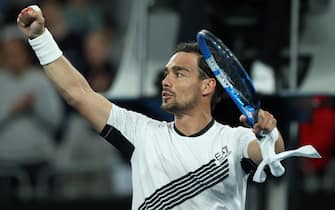 MELBOURNE, AUSTRALIA - JANUARY 24: Fabio Fognini of Italy celebrates to the crowd after his straight set victory in his Men's Singles third round match against Guido Pella of Argentina on day five of the 2020 Australian Open at Melbourne Park on January 24, 2020 in Melbourne, Australia. (Photo by Clive Brunskill/Getty Images)