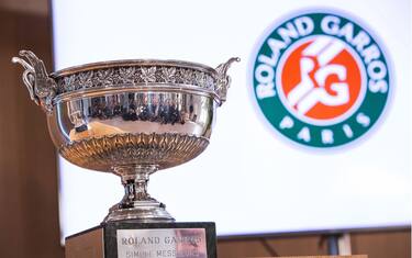epa07452906 The Roland Garros Men's trophy on display during the Inauguration of the new Simonne-Mathieu tennis court at Roland Garros stadium in Paris, France, 21 March 2019. The new Simonne Mathieu court is named after a former woman tournament winner and will be able to welcome 5,000 spectators for the 2019 tournament.  EPA/CHRISTOPHE PETIT TESSON