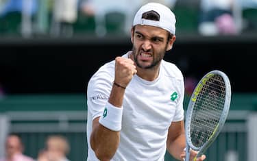 Matteo Berrettini celebrates against Ilya Ivashka in the fourth round of the Gentlemen's Singles on Court 12 on day seven of Wimbledon at The All England Lawn Tennis and Croquet Club, Wimbledon. Picture date: Monday July 5, 2021.