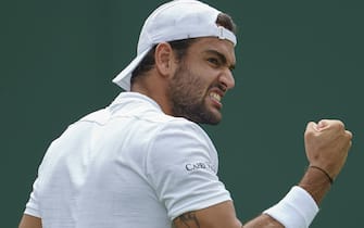 Matteo Berrettini celebrates winning a point against Botic Van De Zandschulp in the second round of the Gentlemen's Singles on No.3 Court on day four of Wimbledon at The All England Lawn Tennis and Croquet Club, Wimbledon. Picture date: Thursday July 1, 2021.