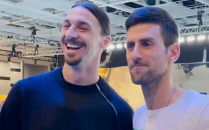 A Torino c'è Ibra: incontro e sorrisi con Djokovic