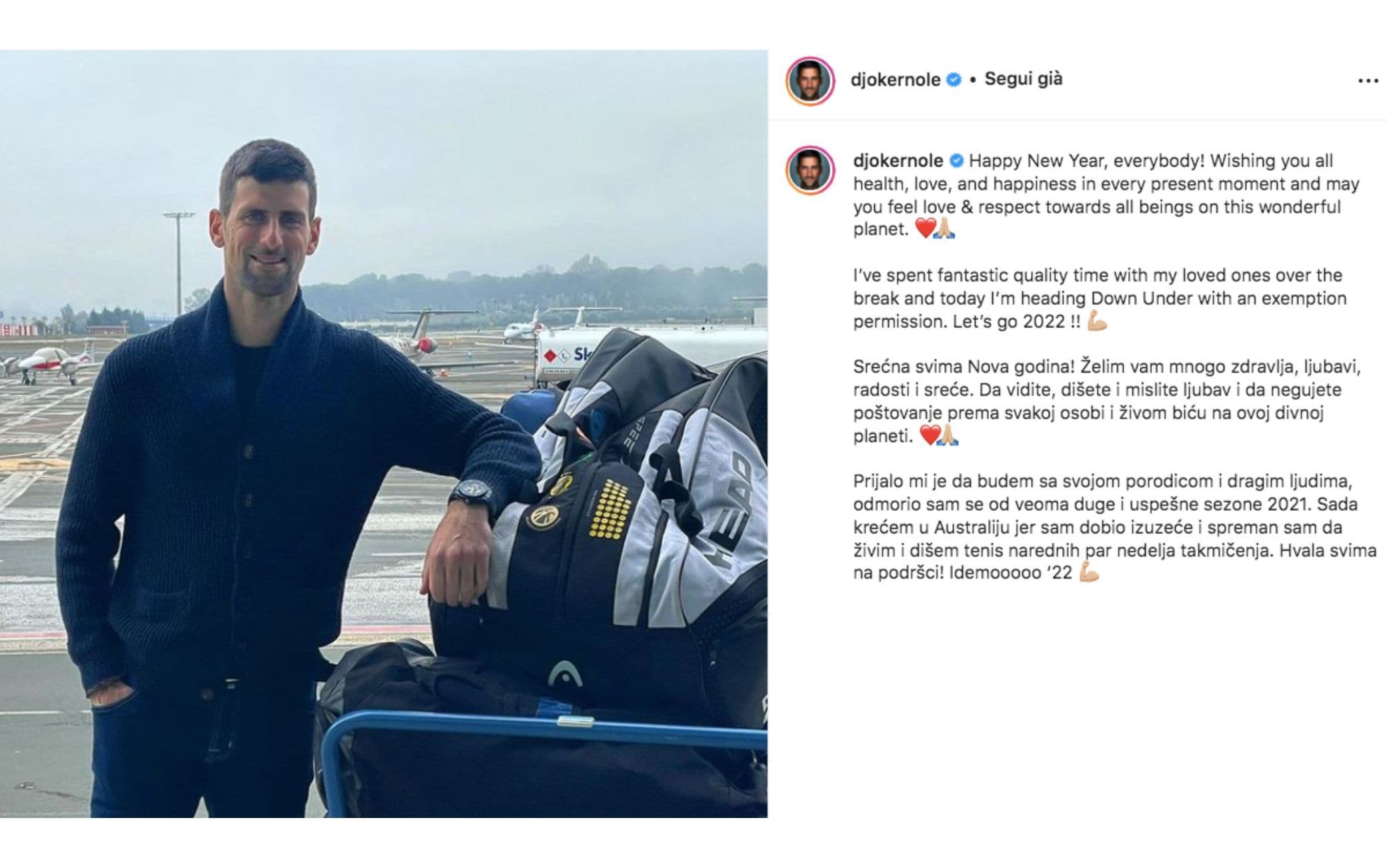 Djokovic à l’Open d’Australie : « Je vais en Australie avec permission »