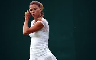 Camila Giorgi during her match against Magdalena Frech on day two of the 2022 Wimbledon Championships at the All England Lawn Tennis and Croquet Club, Wimbledon. Picture date: Tuesday June 28, 2022. (Photo by Adam Davy/PA Images via Getty Images)