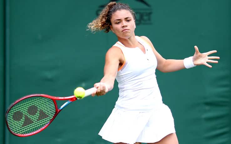 Jasmine Paolini warms up ahead of her first round ladies' match against Andrea Petkovic on court 16 on day two of Wimbledon at The All England Lawn Tennis and Croquet Club, Wimbledon. Picture date: Tuesday June 29, 2021.