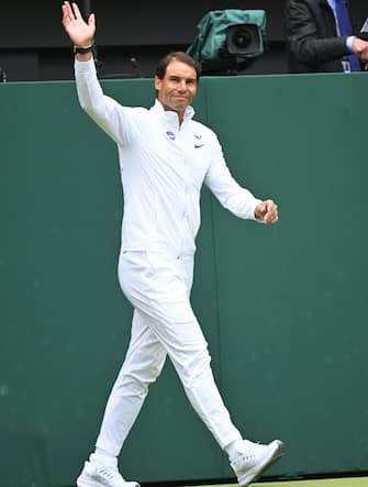 LONDON, ENGLAND - JULY 03: Rafael Nadal attends the Centre Court Centenary Celebration at the All England Lawn Tennis and Croquet Club on July 03, 2022 in London, England. (Photo by Karwai Tang/WireImage)