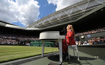 LONDON, ENGLAND - JULY 03: Freya Ridings performs at the Centre Court Centenary Celebration at the All England Lawn Tennis and Croquet Club on July 03, 2022 in London, England. (Photo by Karwai Tang/WireImage)