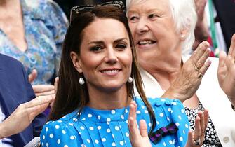 The Duchess of Cambridge in the royal box on day nine of the 2022 Wimbledon Championships at the All England Lawn Tennis and Croquet Club, Wimbledon. Picture date: Tuesday July 5, 2022.