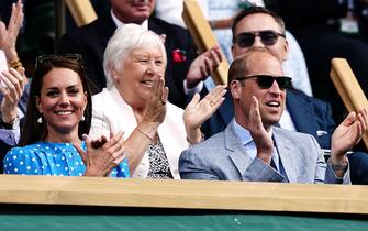 The Duchess and Duke of Cambridge in the royal box on centre court applaud as they watch the Gentlemen's Singles quarter final match between Novak Djokovic and Jannik Sinner on day nine of the 2022 Wimbledon Championships at the All England Lawn Tennis and Croquet Club, Wimbledon. Picture date: Tuesday July 5, 2022.