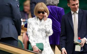 Anna Wintour arrives in the royal box on centre court during day five of the 2022 Wimbledon Championships at the All England Lawn Tennis and Croquet Club, Wimbledon. Picture date: Friday July 1, 2022.