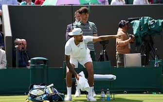 Nick Kyrgios during his match against Paul Jubb on day two of the 2022 Wimbledon Championships at the All England Lawn Tennis and Croquet Club, Wimbledon. Picture date: Tuesday June 28, 2022.