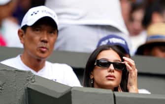 Nick Kyrgios' girlfriend Costeen Hatzi watches his Gentlemen's singles fourth round match against Brandon Nakashima on centre court on day eight of the 2022 Wimbledon Championships at the All England Lawn Tennis and Croquet Club, Wimbledon. Picture date: Monday July 4, 2022.