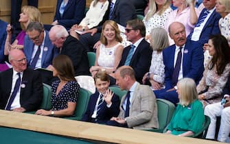 The Duke and Duchess of Cambridge with Prince George in the Royal Box on day fourteen of the 2022 Wimbledon Championships at the All England Lawn Tennis and Croquet Club, Wimbledon. Picture date: Sunday July 10, 2022. (Photo by John Walton/PA Images via Getty Images)