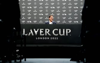 Roger Federer during a press conference ahead of the Laver Cup 2022 at the 02 Arena, London. Picture date: Wednesday September 21, 2022.