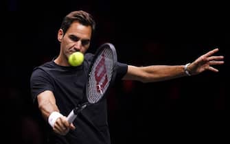 Team Europe's Roger Federer during a training session ahead of the Laver Cup at the O2 Arena, London. Picture date: Thursday September 22, 2022.