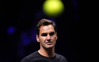 Team Europe's Roger Federer during a training session ahead of the Laver Cup at the O2 Arena, London. Picture date: Thursday September 22, 2022.