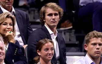 Alexander Zverev watches the action on day one of the Laver Cup at the O2 Arena, London. Picture date: Friday September 23, 2022.
