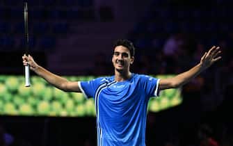 Lorenzo Sonego (ITA) during his quarter final round match at the Moselle Open at Les Arenas de Metz, Metz, France, on September 23, 2022. Photo by Corinne Dubreuil/ABACAPRESS.COM