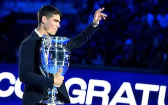 Carlos Alcaraz awarded for first place in the world tennis ranking during the Nitto ATP Finals 2022 tennis tournament at the Pala Alpitour arena in Turin, Italy, 16 November 2022.ANSA/ALESSANDRO DI MARCO