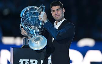 Carlos Alcaraz awarded for first place in the world tennis ranking during the Nitto ATP Finals 2022 tennis tournament at the Pala Alpitour arena in Turin, Italy, 16 November 2022.ANSA/ALESSANDRO DI MARCO