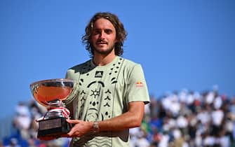 Stefanos Tsitsipas (GRE) at the Monaco Rolex Masters in Monte Carlo, on April 17, 2022. Photo by Corinne Dubreuil/ABACAPRESS.COM