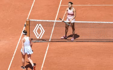 Aryna Sabalenka and Elina Svitolina during Roland Garros on tuesday june 6, 2023. Paris. France. PHOTO: CHRISTOPHE SAIDI / SIPA//04SAIDICHRISTOPHE_CAS_6756/Credit:CHRISTOPHE SAIDI/SIPA/2306061526