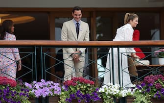 Roger Federer (Sui) during the 2023 Wimbledon Championships on July 3, 2023 at All England Lawn Tennis & Croquet Club in Wimbledon, England