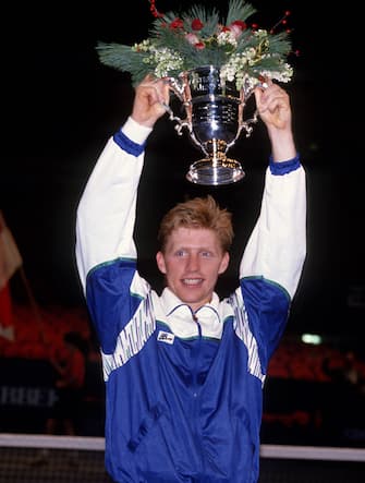 NEW YORK, NY - CIRCA 1988: Boris Becker during the 1988 Nabisco Masters circa 1988 at Madison Square Garden in New York City. (Photo by S. Weiner/IMAGES/Getty Images)