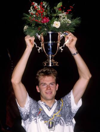 NEW YORK, NY - CIRCA 1989: Stefan Edberg during the 1989 Nabisco Masters circa 1989 at Madison Square Garden in New York City. (Photo by PL Gould/IMAGES/Getty Images)