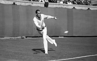 (Original Caption) 10/19/1925-Forest Hills, L.I., NY: Photo is an action shot of Bill Tilden in finals match for the National Singles Title which Tilden won for the sixth sucessive time.