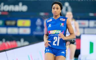Lanciano, Italy. 22nd May, 2023. Loveth Oghosasere Omoruyi of Italy seen during the DHL Test Match Tournament womenís volleyball between Italy and Croatia at Palazzetto dello Sport. Final score; Italy 3:1 Croatia. Credit: SOPA Images Limited/Alamy Live News