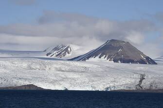 TO GO WITH AFP STORY BY CELINE SERRAT
A picture taken on July 19, 2015 shows a view of the Nordenskiold Glacier, on the Spitsbergen island, Norwegian archipelago of Svalbard, northern Norway.  AFP PHOTO / DOMINIQUE FAGET        (Photo credit should read DOMINIQUE FAGET/AFP via Getty Images)