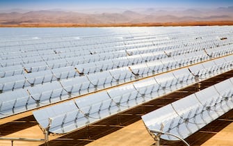 Solar thermal sustainable energy, Noor Ouarzazate Concentrated Solar Power Station Complex. Morocco, Maghreb North Africa