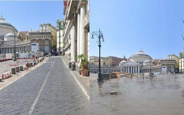 Piazza del Plebiscito Napoli e acqua