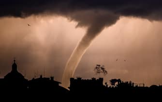 ROME, ITALY - DECEMBER 09: A tornado is seen in the sky over the city of Rome, on December 9, 2021 in Rome, Italy. (Photo by Antonio Masiello/Getty Images)