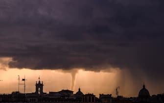 ROME, ITALY - DECEMBER 09: A tornado is seen in the sky over the city of Rome, on December 9, 2021 in Rome, Italy. (Photo by Antonio Masiello/Getty Images)