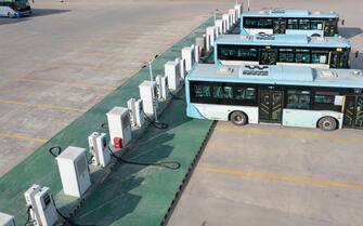 Carbon neutral, carbon peak concept, public transport system with new energy buses in Xiamen city, China