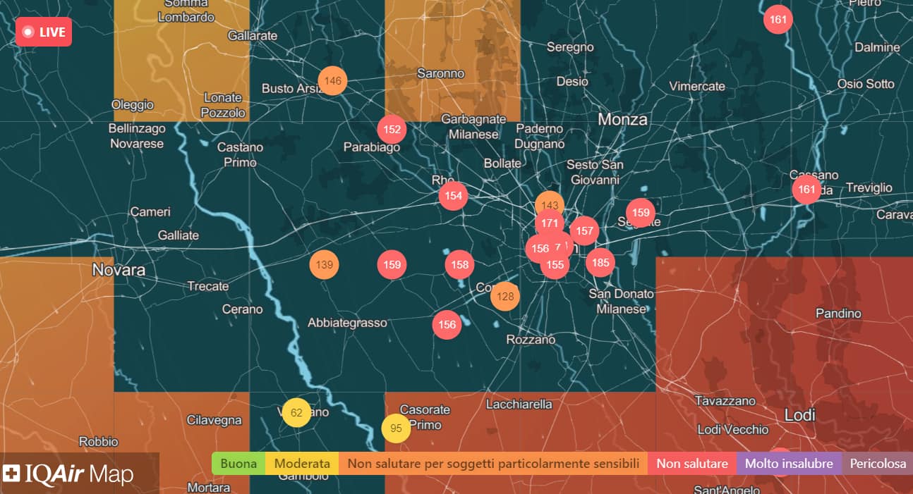 Mappa inquinamento Milano