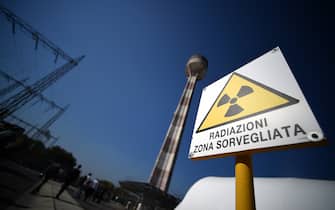 A sign reads "Radiations - supervised area" at the Garigliano Nuclear Power Plant located at the outskirts of Sessa Aurunca, 160km southern Rome, on October 17, 2017. The French Institut of Radioprotection and Nuclear Safety Institute (IRSN) and the Italian counterpart ISPRA organized today a press tour to the Garigliano Nuclear Power Plant which is being dismantled.  
Italy operated a total of four nuclear power plants starting in the early 1960s but decided to phase out nuclear power in a referendum that followed the 1986 Chernobyl accident. It closed its last two operating plants, Caorso and Trino Vercellese, in 1990. Plans for waste management include the development of a national repository for the disposal of low - and intermediate- level waste and interim storage of high-level waste. State-owned Societa Gestione Impianti Nucleari SpA (Sogin) was established in 1999 to take responsibility for decommissioning Italy's former nuclear power sites and locating a national waste store.  / AFP PHOTO / FILIPPO MONTEFORTE        (Photo credit should read FILIPPO MONTEFORTE/AFP via Getty Images)