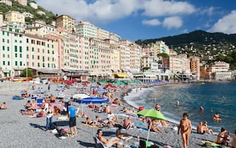 View across the beach at Camogli. (Photo by: Loop Images/Universal Images Group via Getty Images)