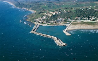 480829241 UNSPECIFIED - AUGUST 01: Aerial view of Porto Palo di Menfi - Province of Agrigento, Sicily Region, Italy (Photo by DeAgostini/Getty Images)