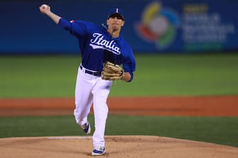 ZAPOPAN, MEXICO - MARCH 13: A.J. Morris #30 of Italy pitches in the top of the first inning during the World Baseball Classic Pool D Game 7 between Venezuela and Italy at Panamericano Stadium on March 13, 2017 in Zapopan, Mexico. (Photo by Miguel Tovar/Getty Images)