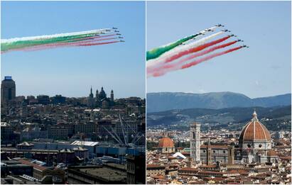 Frecce Tricolori, oggi il passaggio su Genova, Firenze e Perugia. FOTO