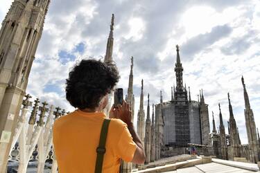 Milano, Coronavirus, Fase 2 riapertura della biglietteria per visitare il Museo del Duomo e salire sulleTerrazze (Duilio Piaggesi/Fotogramma, Milano - 2020-05-29) p.s. la foto e' utilizzabile nel rispetto del contesto in cui e' stata scattata, e senza intento diffamatorio del decoro delle persone rappresentate