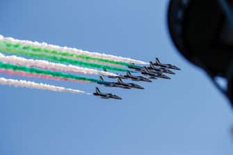Italian Air Forces aerobatic demonstration team, the "Frecce Tricolori", as they fly duringe the Italy's Republic Day (Festa della Repubblica) in Rome, Italy, 02 June 2020. The anniversary marks the founding of the Italian Republic in 1946.?
ANSA/GIUSEPPE LAMI